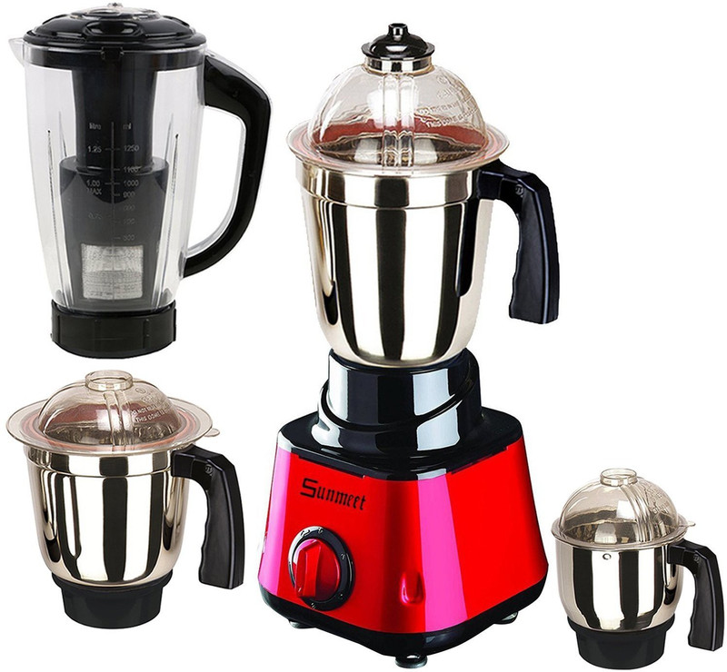 Sunmeet Mini red MiniMetallicRed4Jar 600 W Mixer Grinder(Multicolor, 4 Jars)
