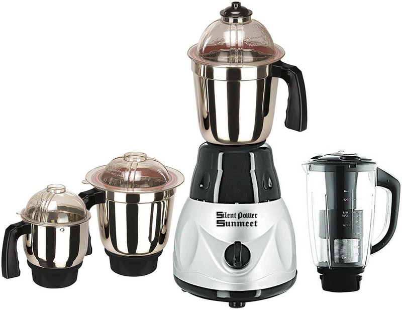 SilentPowerSunmeet Metallic 600 S_MrfMetallicBS4jar600W 600 W Mixer Grinder(Multicolor, 4 Jars)