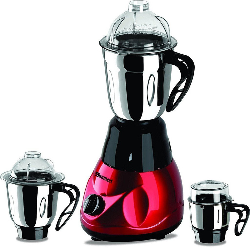 Sunmeet Metallic 750 MetallicRed3jar750W 750 W Mixer Grinder(Red, 3 Jars)