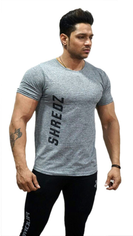muscle wears Printed Men Round Neck Grey T-Shirt