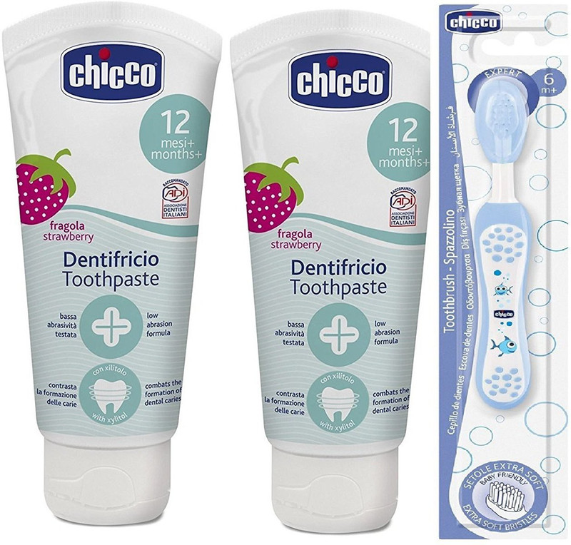 Chicco Two straberry tooth paste with tooth brush(NA)