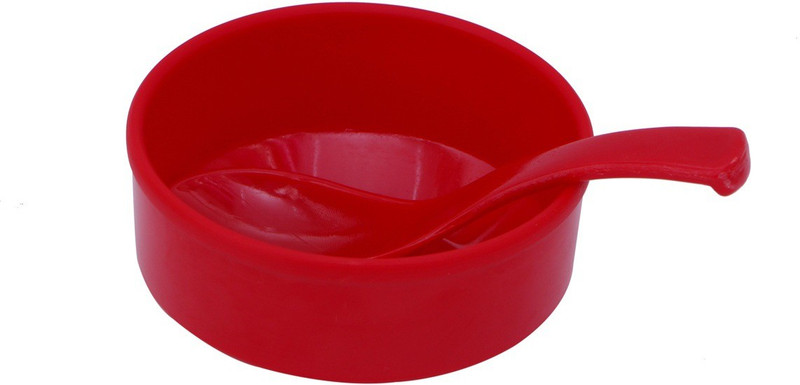 carrolite Supreem Quality Unbreakable soup Bowls Set (1 Bowl, 1 Spoon Porcelain Soup Bowl(Red, Pack of 1)