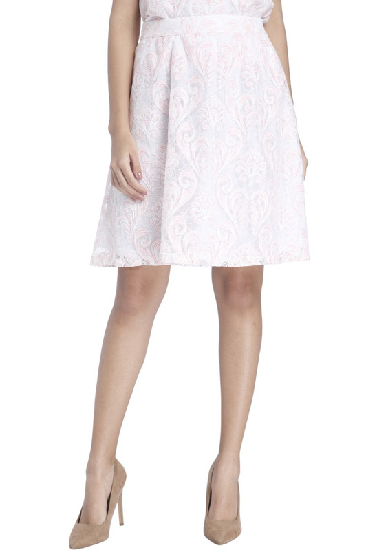 Vero Moda Self Design Women Pleated White Skirt