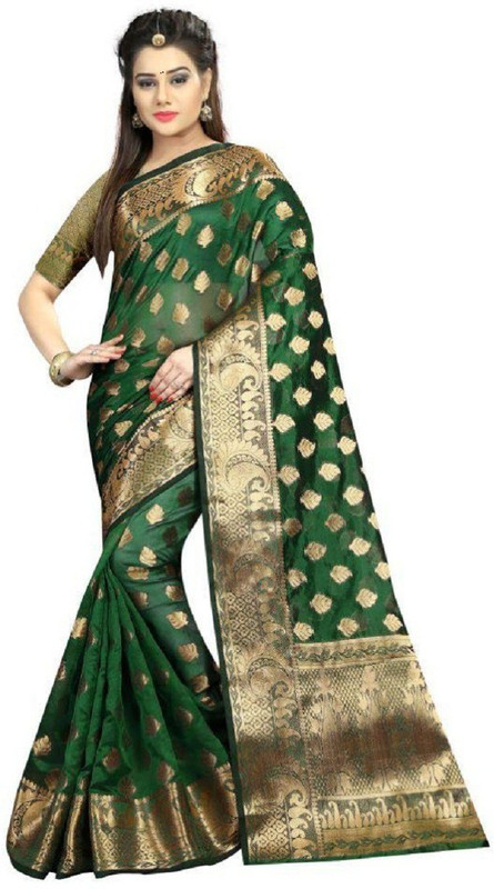 jay fashion Printed Banarasi Poly Silk Saree(Multicolor)