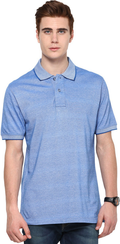 Mudo Solid Men Polo Neck Blue T-Shirt