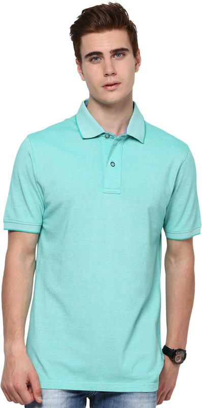 Mudo Solid Men Mandarin Collar Green T-Shirt
