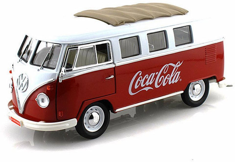 caromedia Motor City Classics 1962 Volkswagen Samba Minibus, Red & White - 397471 1:18 Scale(Red)