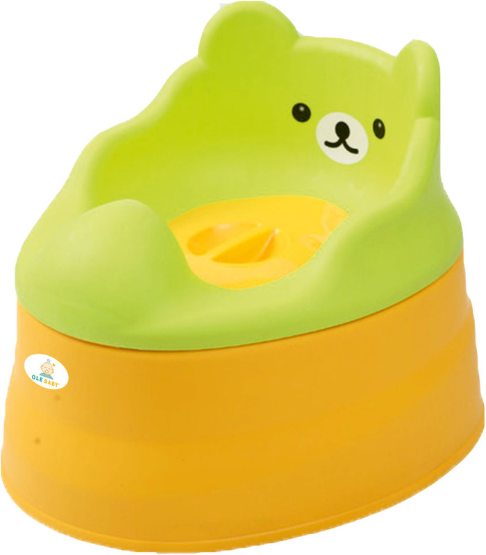 Ole Baby Anti Skid 3 in 1 Cute Smiling Bear Face Premium Quality Multi functional Chair BPA FREE 0 - 4 years Potty Box(Green, Yellow)
