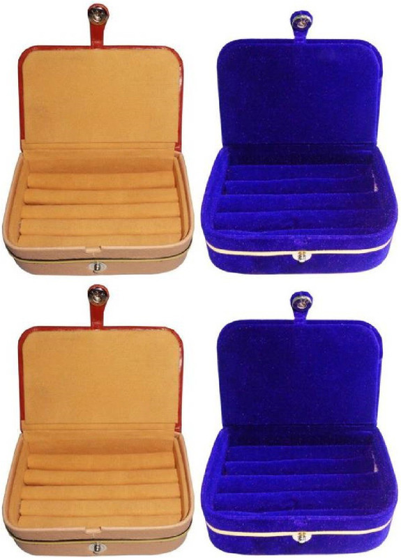 shivanshshine 4 Velvet case Ring and Earring storage travelling Folder Jewellery Vanity Box (Malticolor) Jewellery organiser Vanity Box(Malicolor)