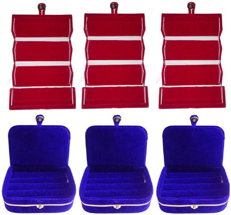 shivanshshine Set of 6 velvet Vanity case Ring and Earring storage travelling Folder Box Vanity Box (Multicolor) Jewellery Storage Vanity Box(Multicolor)