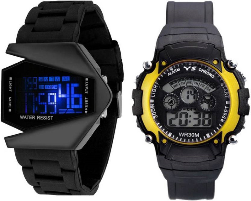 perfectretail senior kids watch triangle shape+red sport combo 7 light Digital Watch  - For Boys
