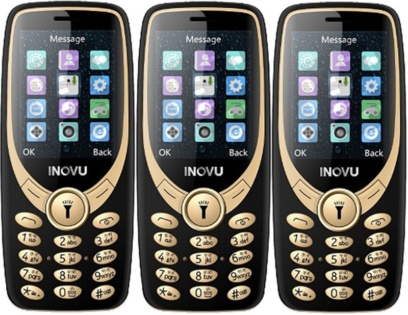 Inovu A9 Pack of Three Mobiles(Black & Gold)