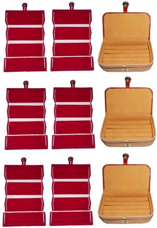 shivanshshine 9 Pieces Velvet Case Women /Men Ring Box And Earring Storage Travelling Folder Vanity Box Jewqellery Storage Vanity Box(Maroon)