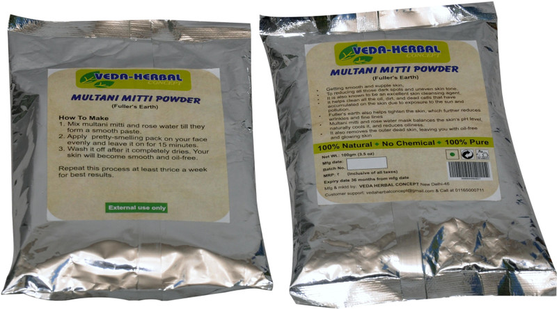veda herbal concept Multani mitti(Fuller's Earth)-100g(300 g)