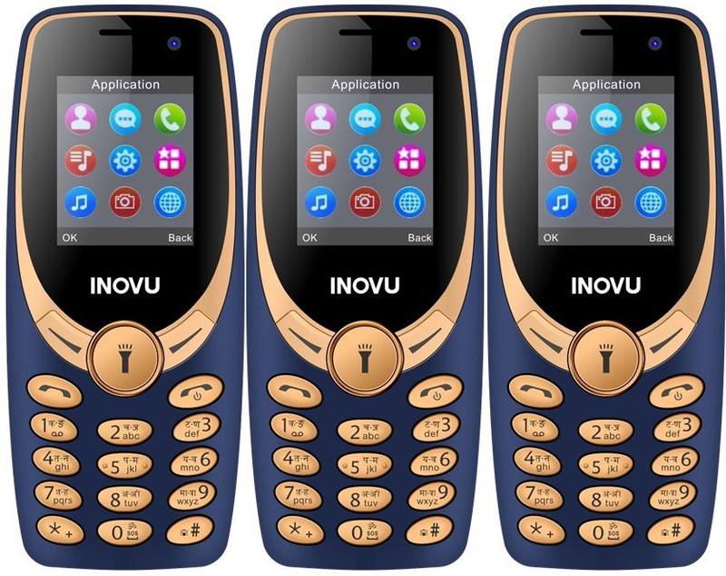 Inovu A1s Plus Pack of Three Mobiles(Blue & Gold)
