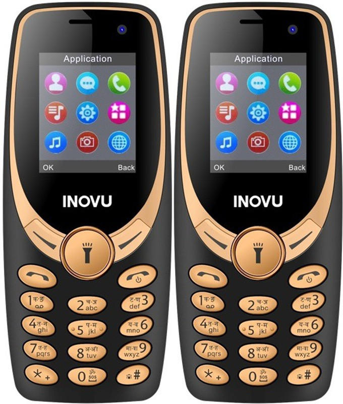 Inovu A1s Plus Combo of Two Mobiles(Black & Gold)