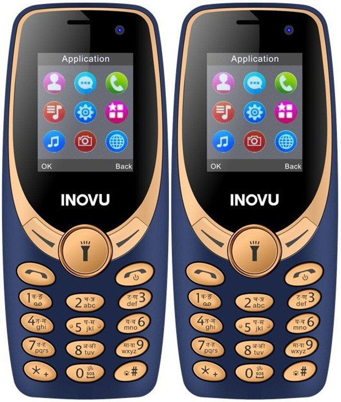 Inovu A1s Plus Combo of Two Mobiles(Blue & Gold)