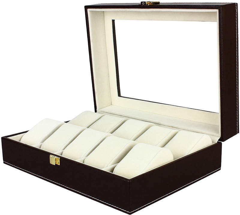 zaradise w3 Watch Box(brown cream, Holds 10 Watches)
