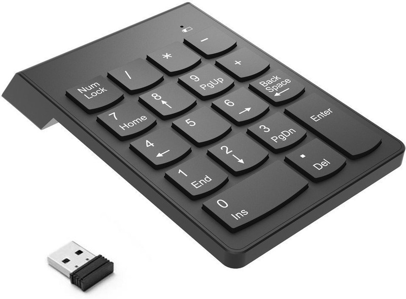 spincart Numeric Keypad 2.4G Wireless Keyboard Mini Portable 18 Keys Number Pad Financial Accounting Keypad with USB Receiver Wireless for Laptop Desktop PC Black Wireless Number Pad(USB 2.0)