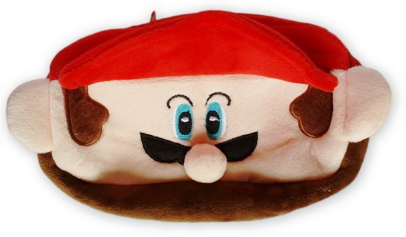 shakti Mario PENCIL POUCH WITH TWO COMPARTMENTS SOFT CLOTH WITH EMBROIDERY (ONE POUCH) Art Canvas Pencil Box(Set of 1, Red, Brown, White)