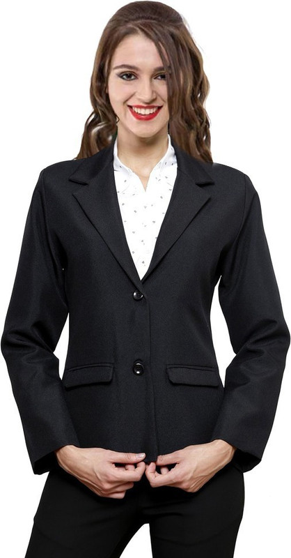 NGT Solid Single Breasted Formal Women Blazer(Black)