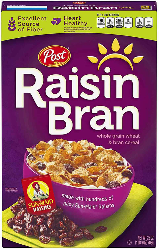 Post Raisin Bran Whole Grain Wheat & Bran Breakfast Cereal - 708g (25oz)(708 g, Box)