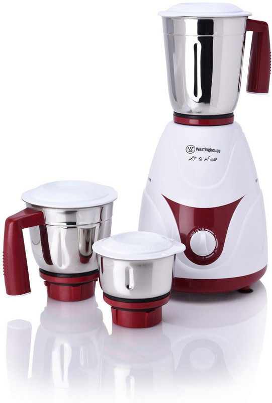 Westinghouse mixture grinder MX75WM3A-DR mixture grider 3 jar easy grip handles 750W with tough stainless steel blades 750 W Mixer Grinder(White, Maroon, 3 Jars)