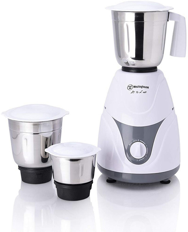 Westinghouse mixture grinder MP60GW3A-DS mixture grider 3 jar easy grip handles 600W with tough stainless steel blades 600 W Mixer Grinder(White, Grey, 3 Jars)