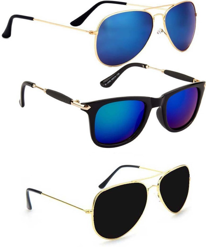 SULIT Wayfarer, Aviator Sunglasses(Blue, Black, Blue)