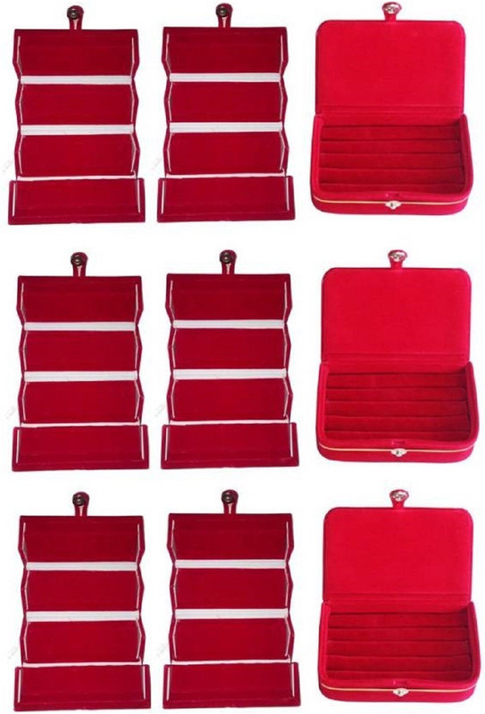 shivanshshine 9 Pieces Velvet Case Women /Men Ring Box And Earring Storage Travelling Folder Jewellery Vanity Box Jewellery Storage Jewellery Storage Vanity Box(Maroon)
