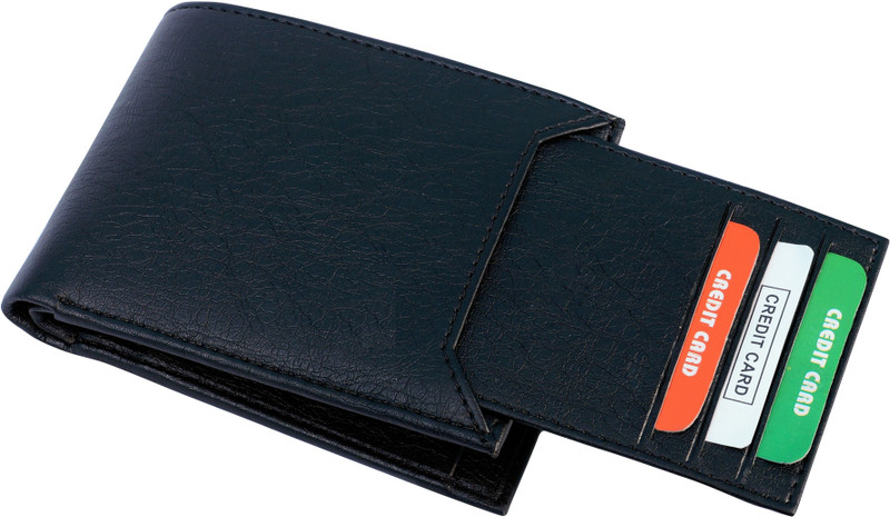 insta service Boys Black Artificial Leather Wallet(7 Card Slots)