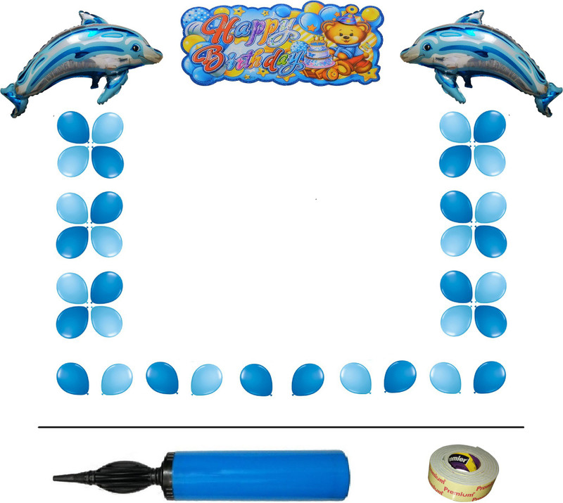easypartystore Under Water Theme Birthday Decoration kit for baby boys ()(Set of 55)