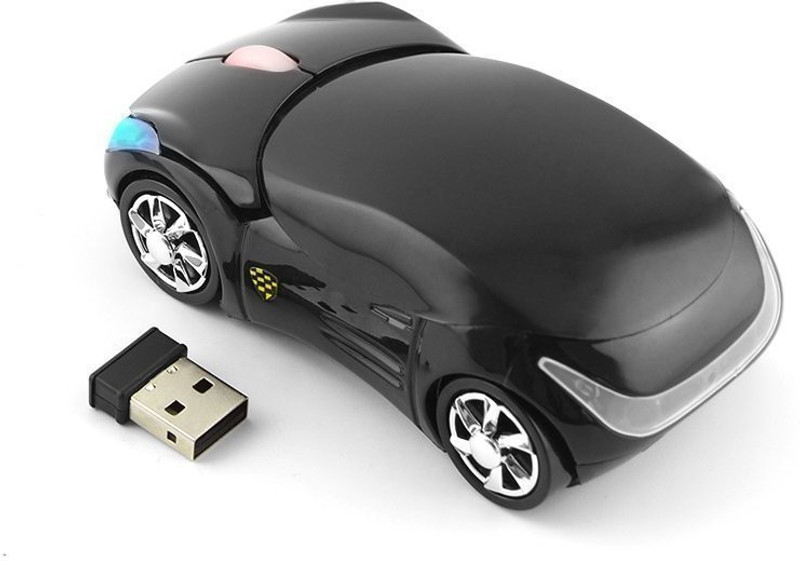 microware Sport Car Shaped 2.4GHz Wireless Ultra Small Optical Gaming Mouse for PC Computer and Laptop (Black) Wireless Ambidextrous Optical Gaming Mouse(Black)