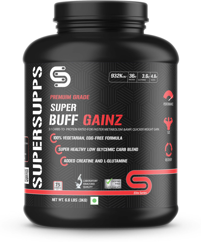 supersupps Super Buff Gainz 5:1 Weight Gainers/Mass Gainers(3 kg, Dark chocolate)