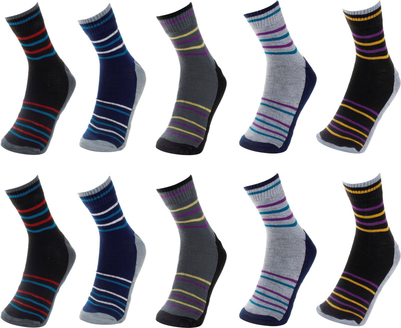 calzino Men & Women Self Design, Woven Ankle Length, Mid-Calf/Crew, Thigh, Knee High, Mid-Calf/Crew(Pack of 10)