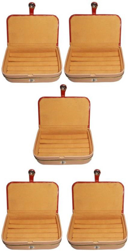 shivanshshine 5 Pieces women /men Ring Box and Earring storage travelling Folder Jewellery Vanity Box Jewellery Storage Vanity Box(Red, Golden)