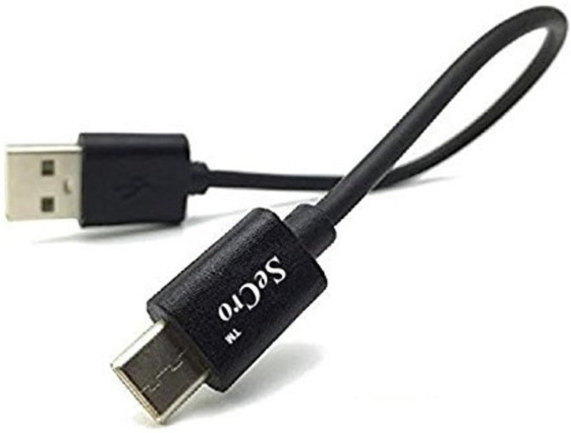 secro Type C USB Short Length Cable 25 Centimeter 0.25 m Reversible Micro USB(Compatible with Tablets, Mobiles, Smartphones, Black)