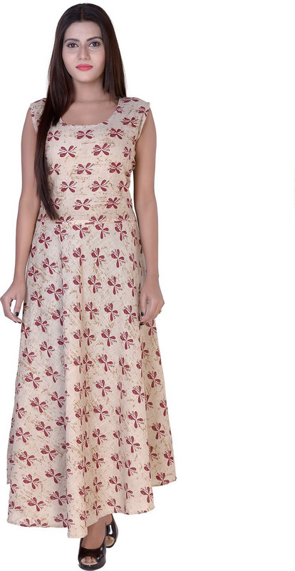 fabcolors Women Maxi Beige Dress