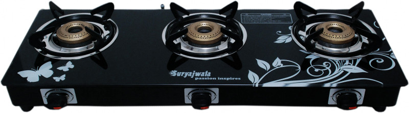 suryajwala sj3burner-CI-BLKD-AI-ROY Steel Automatic Gas Stove(3 Burners)