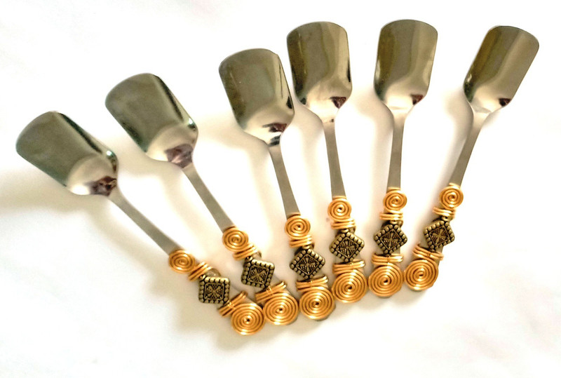 jewelkraft designs ANTIQUE -R Stainless Steel Ice-cream Spoon Set(Pack of 6)