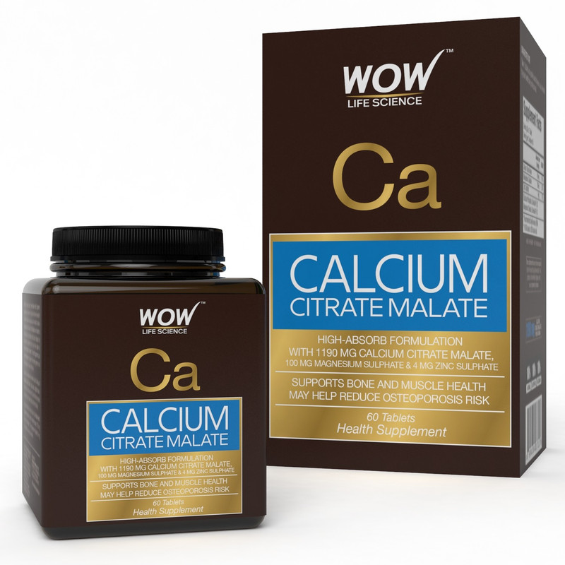 WOW Life Science Calcium Citrate Malate - 1190mg Calcium Citrate Malate - 60 Tablets(60 No)