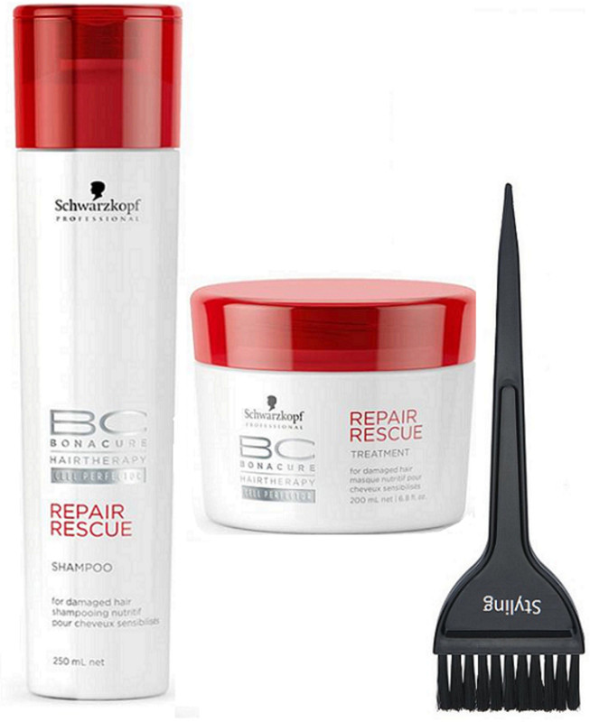 styling hair brush & Schwarzkopf repair rescue shampoo & masque(3 Items in the set)