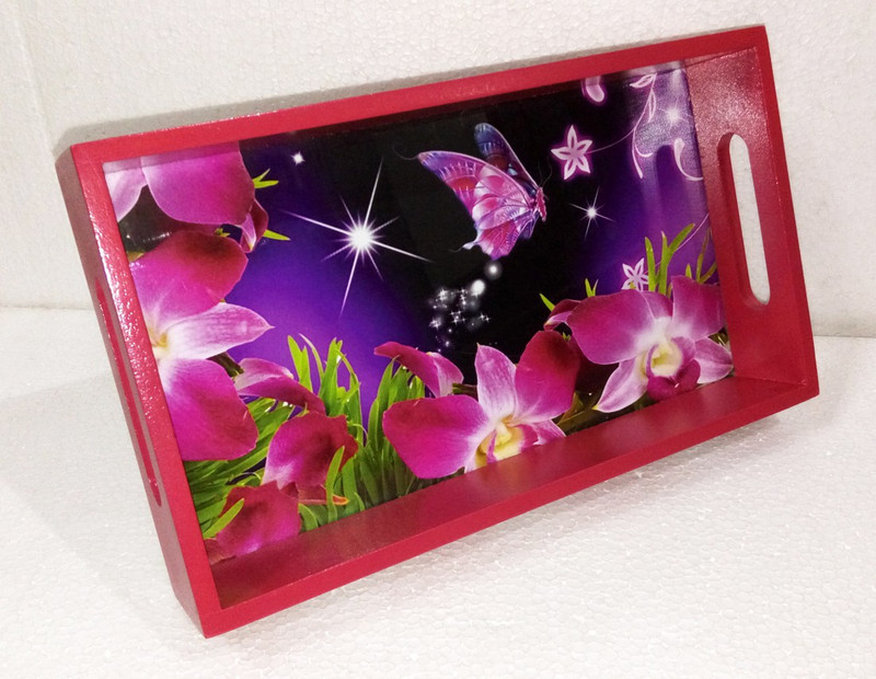 shobhamit innovatives SA_Serving Tray_Butterfly in Dark Tray