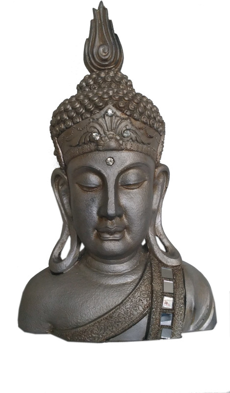 artsalaya budha head Decorative Showpiece  -  40 cm(Fiber, Grey)