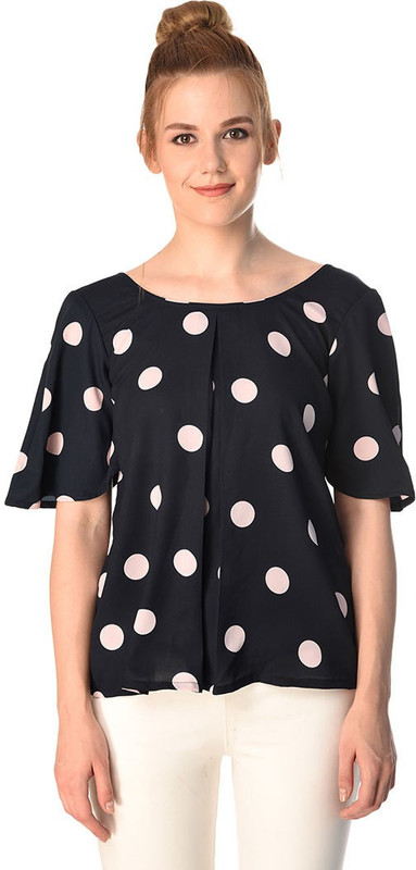 vogue tantra Casual Half Sleeve Polka Print Women Black Top
