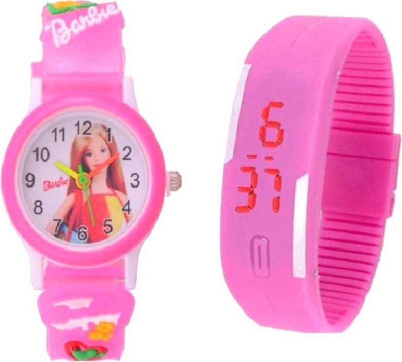 peter india NEW GENERATION BEST COLLECTION PINK BARBIE AND PINK RUBBER LED WATCH ( KIDS ) Analog-Digital Watch  - For Boys & Girls