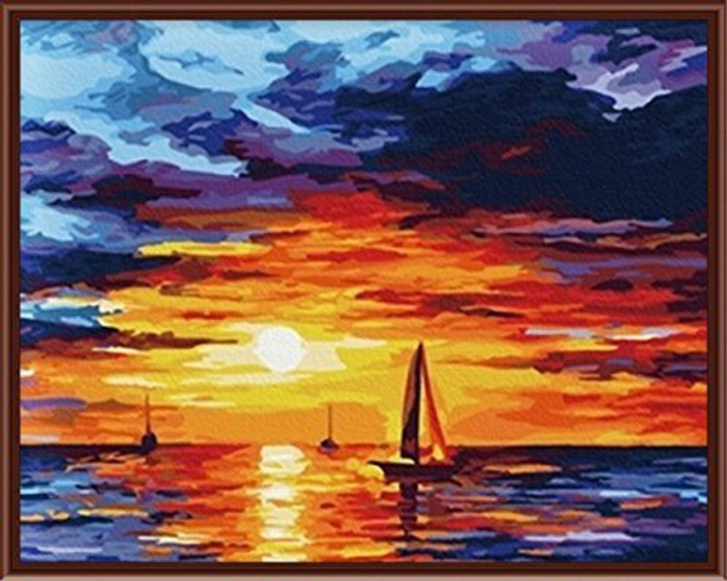 paintboy Diy Painting By Numbers Canvas Oil Paint Of Seascape Of Sunset Painting For Living Room 1620 Inch