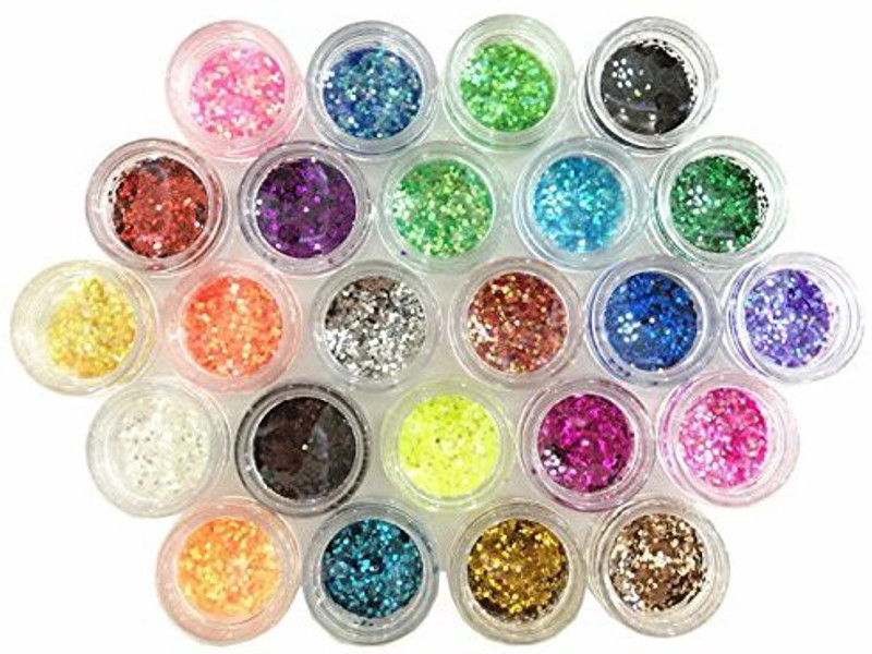 kiikool Glitter Powder Sequins For Slime ,Arts & Crafts Extra Solvent Resistant Glitter Powder Shakers,Assorted Colors,24 Pack Sequins