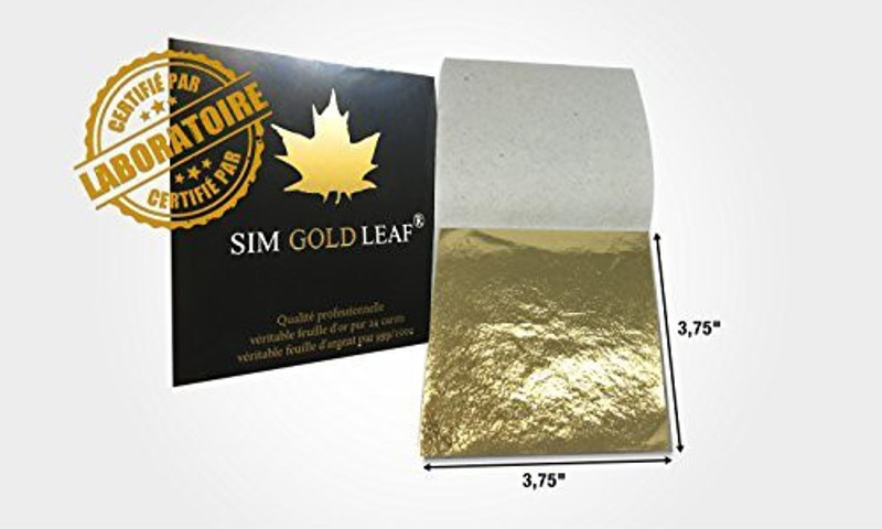 sim gold leaf Professional Quality Genuine Gold Leaf Sheets, 23.75K, 10 Sheets, 3-3/4 Inches Booklet (Loose Leaf)