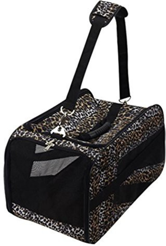 dbest products Pet Smart Cart Carrier, Large, Leopard, Soft Sided Collapsible Folding Travel Bag, Dog Cat Airline Approved Tote Luggage Backpack
